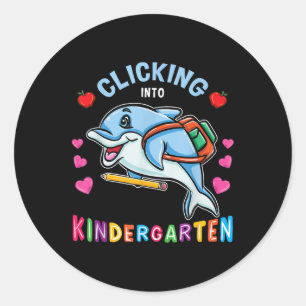 Klicken auf Kindergarten-Delfin Zurück zur Schule Runder Aufkleber
