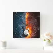 (KLICKEN)FEUER UND ICE-GITAR QUADRATISCHE WANDUHR (Zuhause)