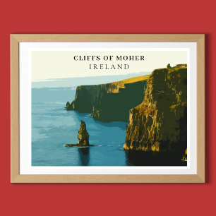 Kliff von Moher, Irland Retro-Stil Poster