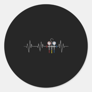 Klima- und Lüftungstechniker EKG Herzschlag Retro Runder Aufkleber