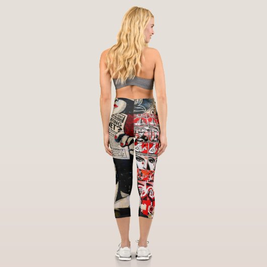 "Klimaänderung" - Leggings in Rot und Schwarz (Rückseite)