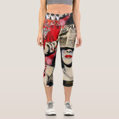 "Klimaänderung" - Leggings in Rot und Schwarz (Vorderseite)