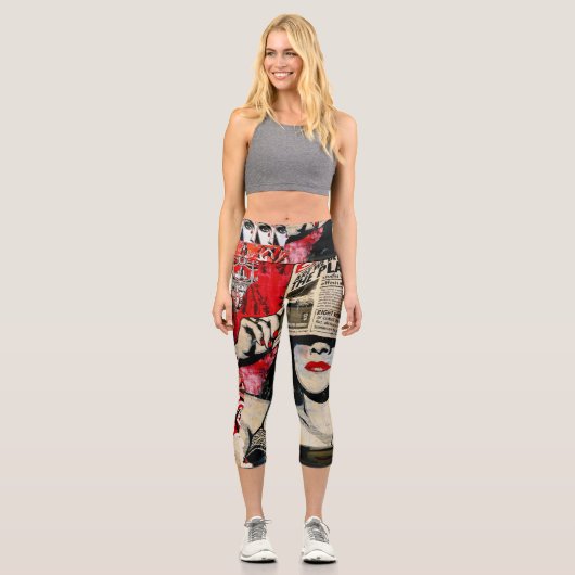 "Klimaänderung" - Leggings in Rot und Schwarz (Vorderseite)