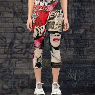 "Klimaänderung" - Leggings in Rot und Schwarz