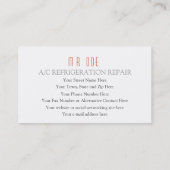 Klimaanlage Kühldienst auf zwei Seiten Visitenkarte (Rückseite)