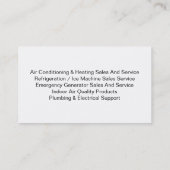 Klimaanlagen-Dienstleistungen Visitenkarte (Rückseite)