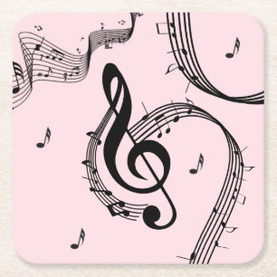 Klimaktische G-Schlüssel-Musik Pink Rechteckiger Pappuntersetzer