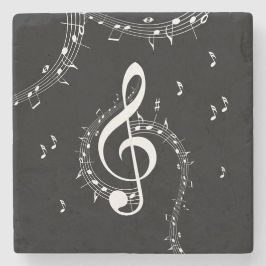 Klimaktische G-Schlüssel-Musik Schwarz Steinuntersetzer (Vorderseite)