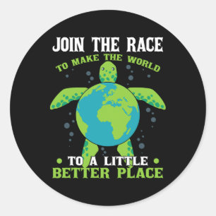 Klimaschutz-Aktivismus des Earth Day Turtle Runder Aufkleber