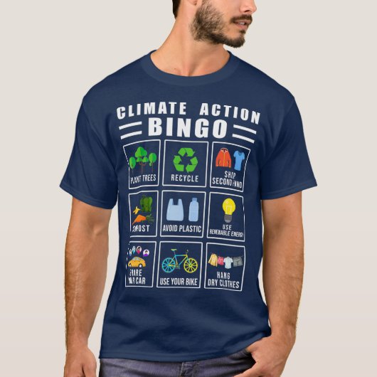 Klimaschutz Bingo-Earth-Day Klimawandel T-Shirt (Vorderseite)