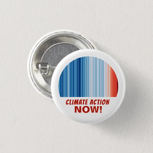 Klimaschutz jetzt! Streifen zur globalen Erwärmung Button (Vorne & Hinten)
