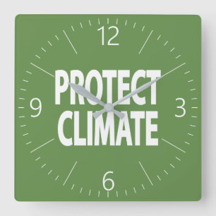 Klimaschutz Quadratische Wanduhr