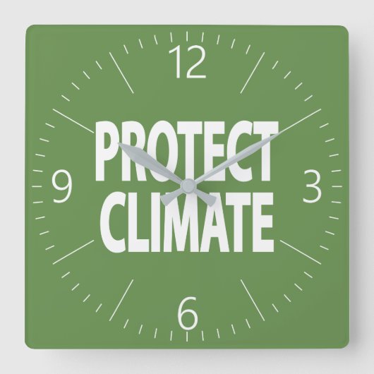 Klimaschutz Quadratische Wanduhr (Vorderseite)