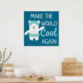 Klimaschutz stoppen Eisbär mit Schwimmring Poster (Küche)