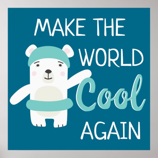 Klimaschutz stoppen Eisbär mit Schwimmring Poster (Vorne)