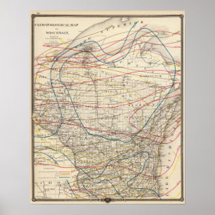 Klimatologische Karte von Wisconsin Poster