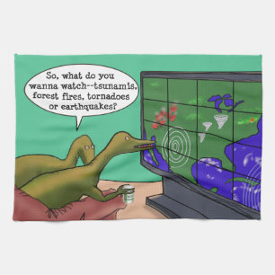Klimawandel Dinosaurier Parody-Cartoon Handtuch
