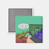 Klimawandel Dinosaurier Parody-Cartoon Magnet (Vorderseite/Rückseite)