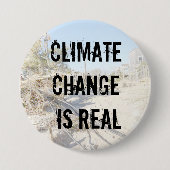 Klimawandel ist wirklicher Knopf Button (Vorderseite)