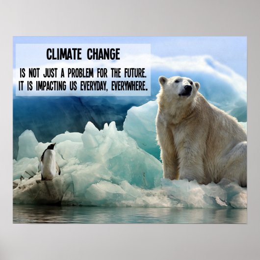 Klimawandel mit Pinguin und Eisbären Poster (Vorne)