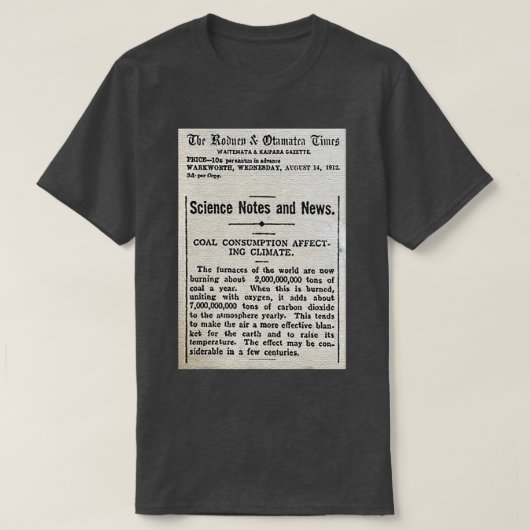Klimawandel Vintag 1912 Zeitung Global Warmi T-Shirt (Design vorne)