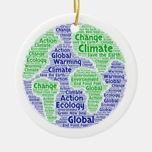 Klimawandel-Wortkunst Keramik Ornament (Vorne)