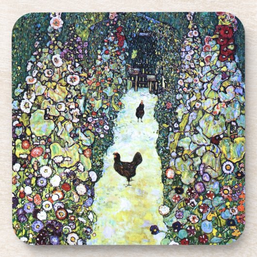 Klimpt Hühner im Garten Getränkeuntersetzer (Vorderseite)