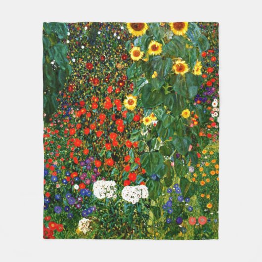 Klimt - Bauerngarten mit Sonnenblumen Fleecedecke (Vorderseite)