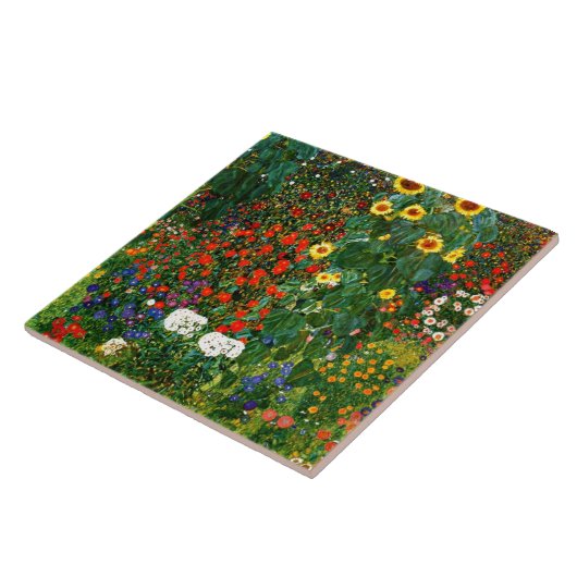 Klimt - Bauerngarten mit Sonnenblumen, Fliese (Seite)