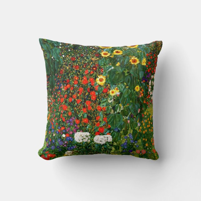 Klimt - Bauerngarten mit Sonnenblumen, Kissen (Vorderseite)