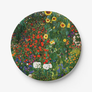 Klimt - Bauerngarten mit Sonnenblumen Pappteller