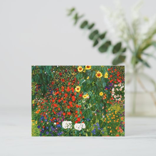 Klimt - Bauerngarten mit Sonnenblumen Postkarte (Stehend Vorderseite)