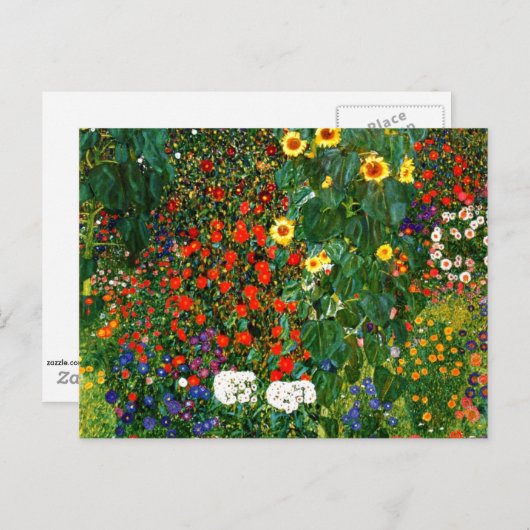 Klimt - Bauerngarten mit Sonnenblumen Postkarte (Vorne/Hinten)