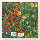 Klimt - Bauerngarten mit Sonnenblumen Tile Glasuntersetzer (Vorderseite)