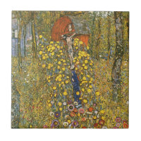 Klimt Bauernhof-Garten mit Kruzifix-Fliese