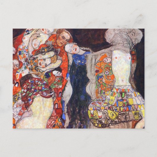 Klimt bewundert die Braut mit Schleier und Kranz Postkarte (Vorderseite)