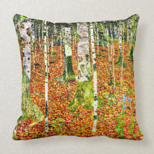 Klimt - Birchwald, Gemälde von Gustav Klimt Kissen
