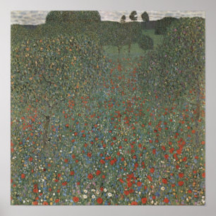 Klimt blühende Wiese Blumenlandschaft Print Poster