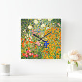 Klimt - Blumengarten 1907 Quadratische Wanduhr (Zuhause)