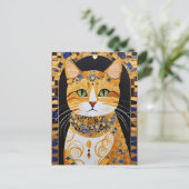 Klimt Cat Postcard Postkarte (Stehend Vorderseite)