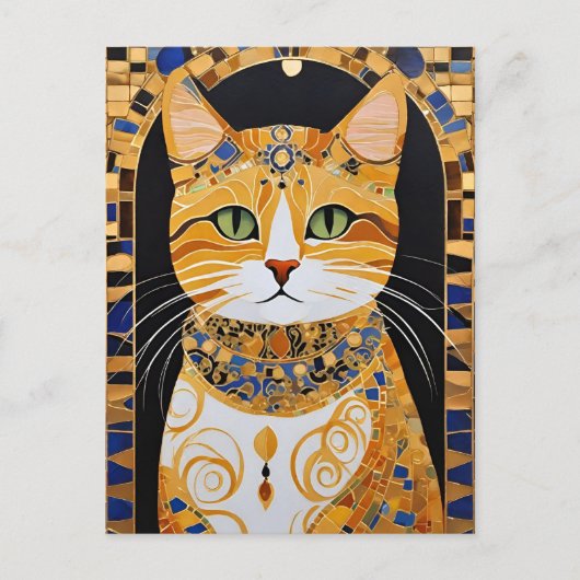 Klimt Cat Postcard Postkarte (Vorderseite)