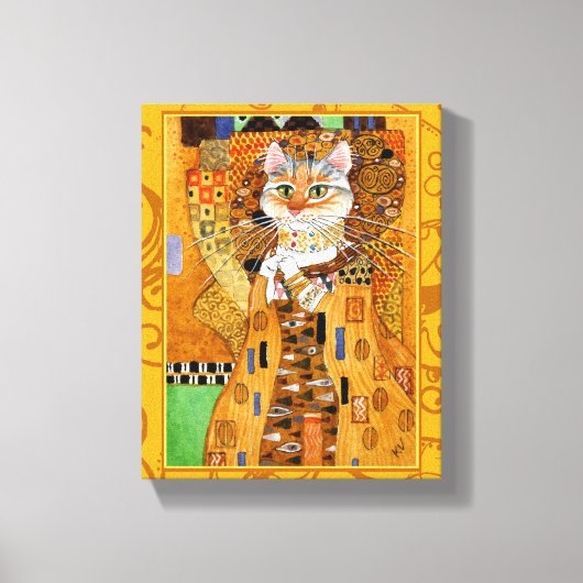 Klimt Cat Woman Goldene Kunsthandwerk Leinwanddruck (Vorderseite)