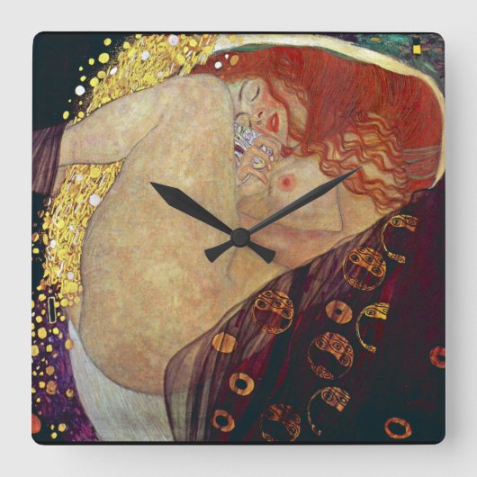 Klimt “ Danae ” Quadratische Wanduhr (Vorderseite)