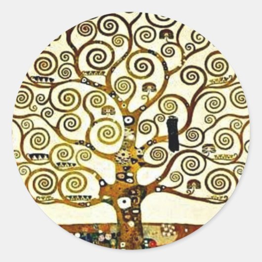 Klimt - Der Baum des Lebens, Stoclet Frieze Runder Aufkleber (Vorderseite)