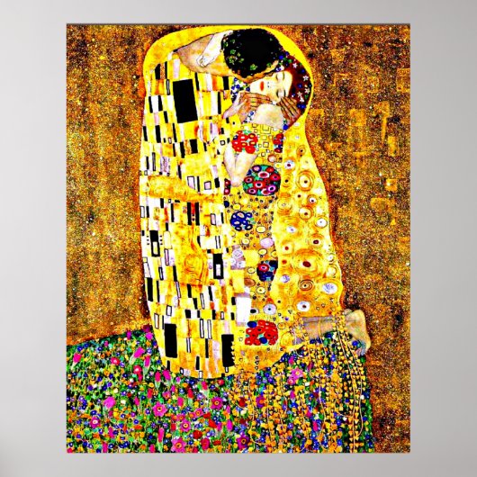 Klimt - Der Kuss (ganze Länge) Kunst Poster (Vorne)