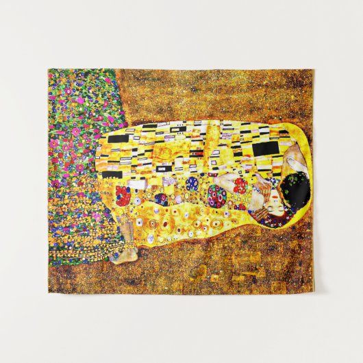Klimt - Der Kuss Wandteppich (Vorderseite (Horizontal))