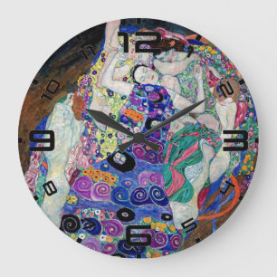 Klimt „Die Jungfrau“ Art Nouveau Wanduhr