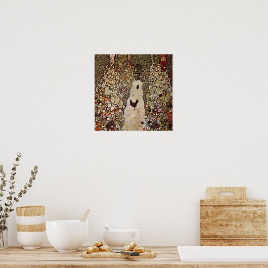 Klimt Garden mit Roosters Poster (Küche)