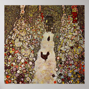 Klimt Garden mit Roosters Poster