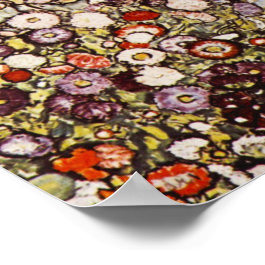 Klimt Garden mit Roosters Poster (Ecke)